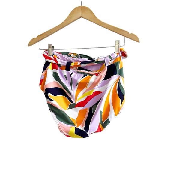 Anne Cole TROPICAL MULTI Plus High-Waist Belted Bikini Swim Bottom Size Large - Picture 2 of 11